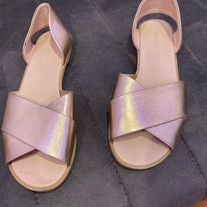 Gold H&M sandals with crossover at front